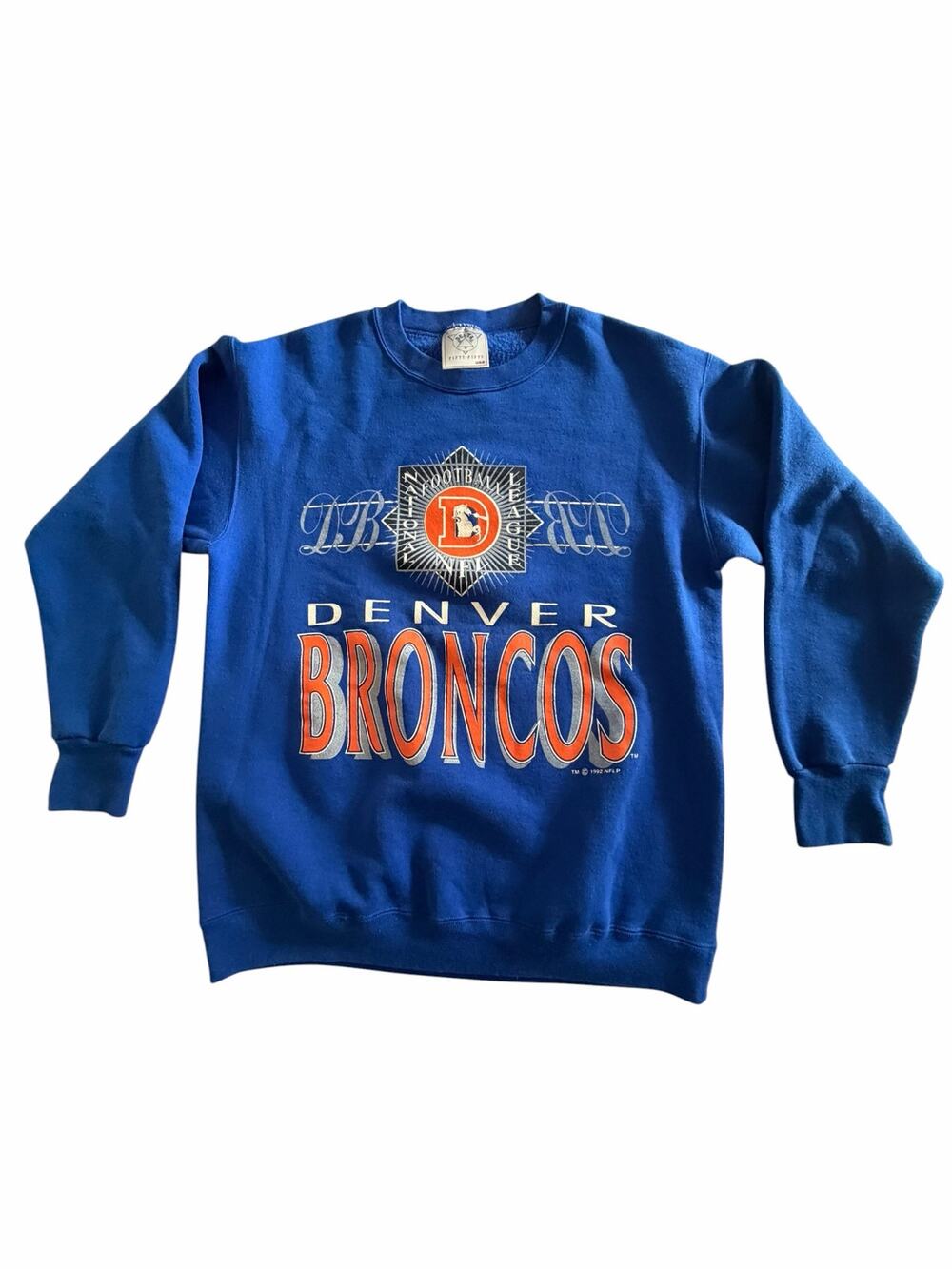 Vintage 1992 Denver Broncos NFL Graphic Crewneck Sweatshirt Large Gameday Retro
